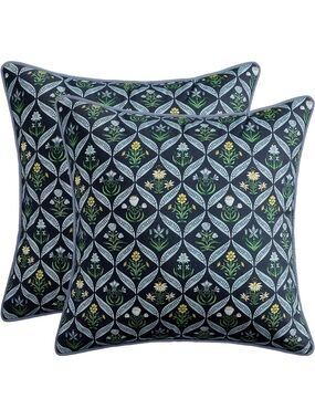 Floral Throw Pillow Covers 18x18 Set Of 2 Dark Blue Spring Decorative. 2318/bb8